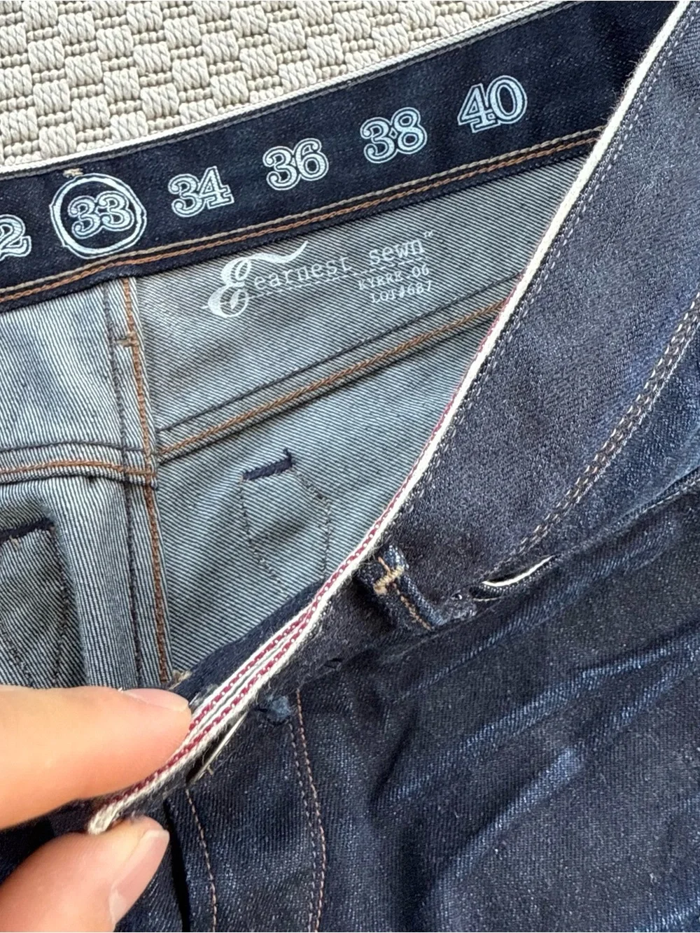 Earnest sewn selvedge denim skinny straight leg jeans size 33